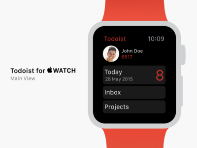 Todoist for Apple Watch: Main View app apple watch ios iphone list task teaser to do todoist ui watch wearable