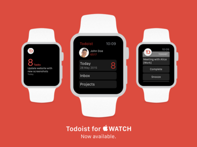 Todoist for Apple Watch: Now available! app apple watch ios iphone list task teaser to do todoist ui watch wearable