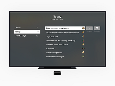 Todoist for Apple TV app apple tv productivity to do list todoist