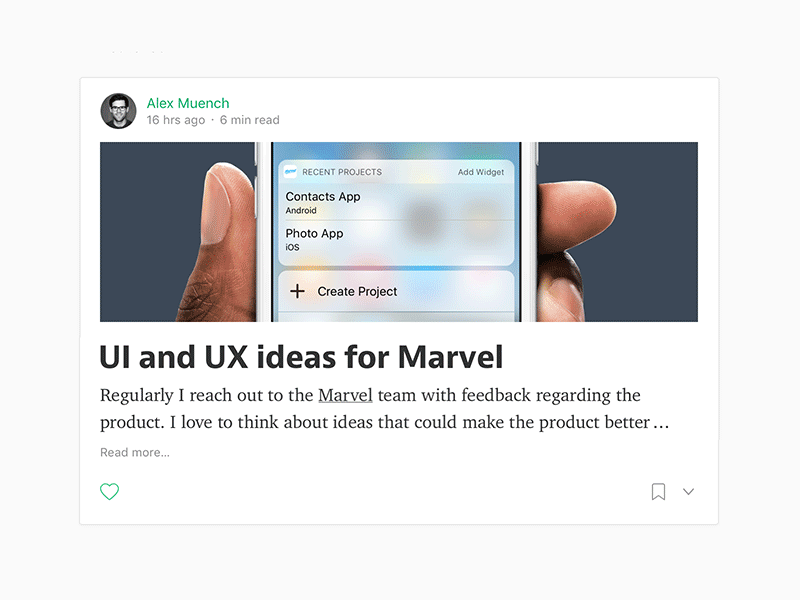 UI and UX ideas for Marvel: Blog Post ✍️ android blog post design idea ios marvel marvelapp medium product prototyping ui ux