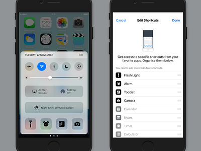 iOS 10 Control Center: App Shortcuts
