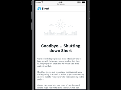 Goodbye… Shutting down Short app ios reading list short side project