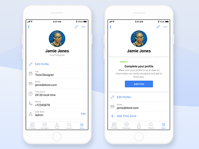 Twist Profiles android contact ios onboarding team communication ui