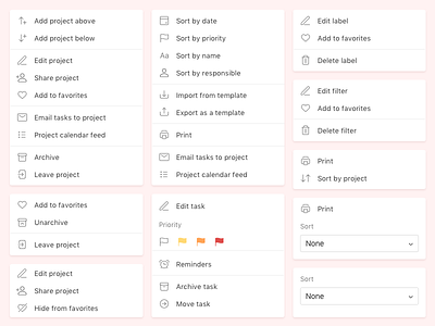 Menu Icons Overview in Todoist desktop app dropdown icon manager menu reminder task todo