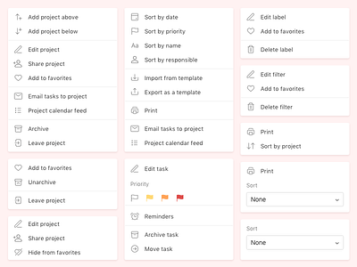 Menu Icons Overview in Todoist desktop