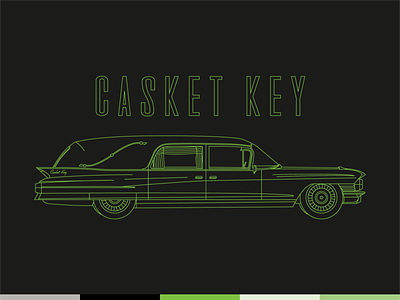 Casket Key — Hearse 1961 band brand casket eureka garage hearse illustration key landau metal band monoline neon retro modern sixties spokane