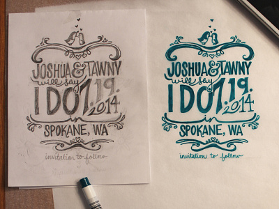 save the date postcards hand lettered illustration lettering penguin save the date spokane typography