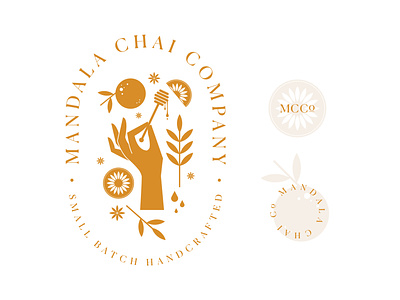 mandala chai RIP — badges badge badge design brand branding chai flat honey illustration logo mandala orange spokane