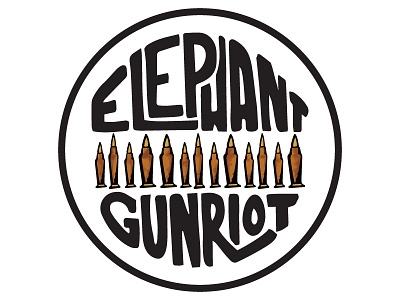 Elephant Gun Riot Pinbacks badge band button elephant elephant gun riot hand drawn lettering metal pinback spokane