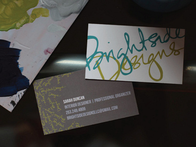 bright side designs business cards edging interior design lettering