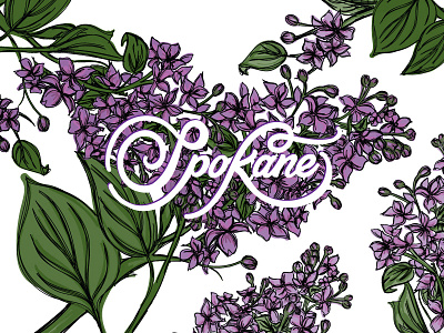 Spokane; The Lilac City florals hand drawn lilac lilacs pacific northwest pnw spokane washington
