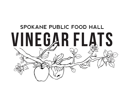 Vinegar Flats Branding 2 apple branch branding food hall hand drawn illustration spokane tree vinegar vinegar flats washington