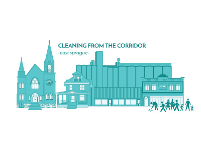 CFTC sprague scape branding building church clean community illustration spokane sprague streetscape sweep washington