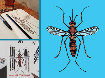 Nibblins & Scribblins camp camping deet illustration mosquito nibblins notebook process skeet sketch