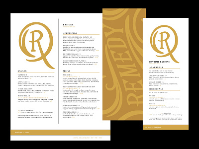 Remedy Menus branding cure handdrawn handtype lettering logo logomark monogram remedy restaurant rx spokane
