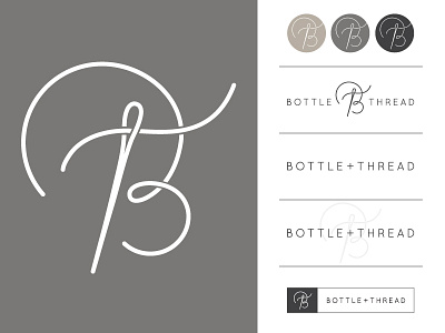 Bottle + Thread Marks apparel bottle brand clean clothing feminine hand drawn identity lettering logo playful thread