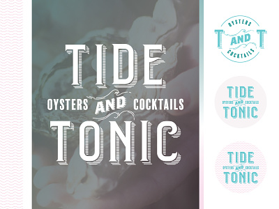 Tide And Tonic — RIP branding cocktails logo ocean oyster pink sea seafood teal tide tonic waves