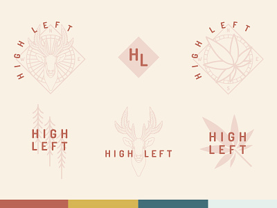 High Left—Alternatives brand compass elk illustration logo marijuana monoline northwest pnw wa washington weed