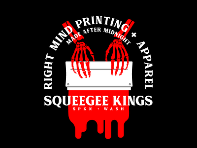 RMP Squeegee Kings apparel badge brand identity illustration printing right mind screen printing skeletal spokane squeegee