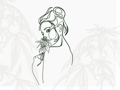 Cannabis Grin — RIP abstract cannabis grin illustration leaf line drawing marijuana monoline weed woman
