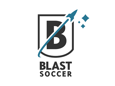 Blast Soccer badge logo rocket shield soccer sports