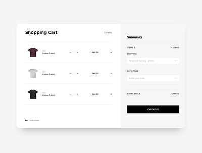 Webdesign UI shopping cart clean concept daily ui design minimal shirt shopping shopping basket shopping cart ui ux web