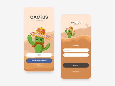 Cactus signin design - UI app app design application cactus concept daily ui design signin ui