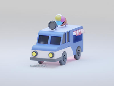 Ice Cream Truck 3D Model 3d art 3d low poly b3d blender art game design graphic design low poly visual development