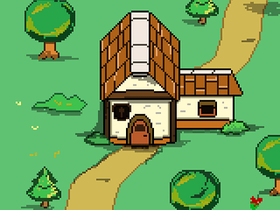 Tiny House in Pixel Art 8bit art 8bitart aseprite game art game design pixel art retro