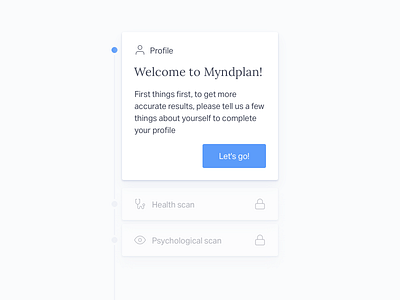 Welcome to Myndplan app cards design flow home step ui