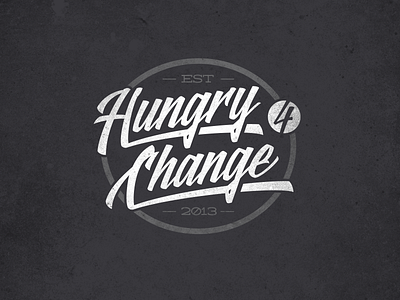 Hungry 4 Change - Concept 1 badge branding brush script change circle emblem hand writing hungry identity lettering logo script