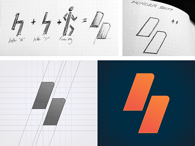 Hunger Shift - Logo Process active branding design fitness grid health hunger identity logo motion shift sketch