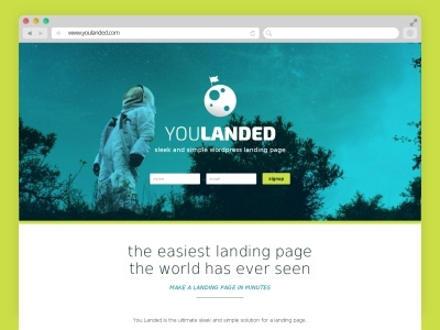 You Landed - Wordpress Theme branding clean flat landing page logo moon ui website wordpress theme