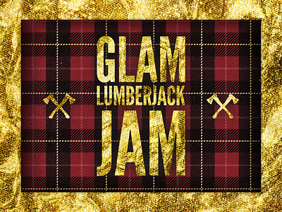 More glam. axe christmas cross flannel foil glam gold lumberjack party plaid