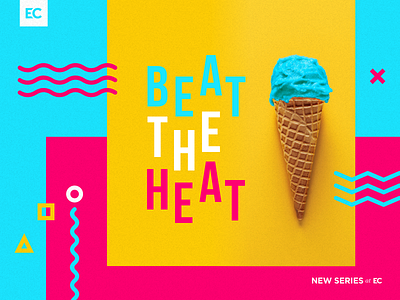 Beat the Heat - Sermon Art 90s beat bold heat ice cream line art neon sermon sermon art sermon series squiggle summer
