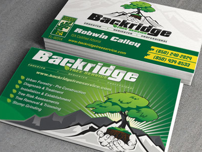 Backridge Tree Business Card Design business card hands illustrator tree