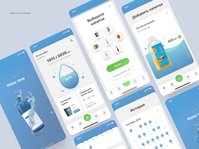 Water tracking application. app application art concept creative design figma track tracking tracking app ui uiux ux water webdesign