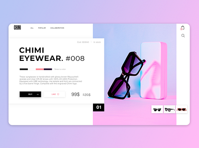 Product page for glasses CHIMI branding concept creative design figma photoshop product ui ux webdesign