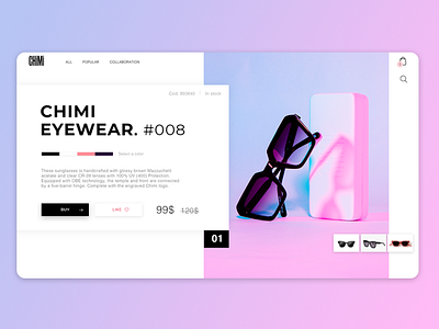 Product page for glasses CHIMI
