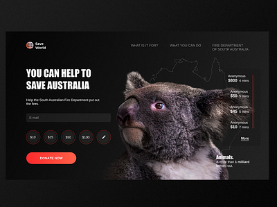 Save Australia australia black coalla concept creative design figma photoshop typography ui uiux ux webdesign