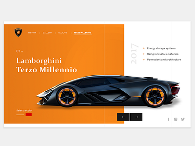 Electrocar Lamborghini Terzo Millennio car concept creative design figma lamborghini orange photoshop typography ui uiux webdesign