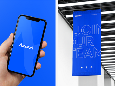 Acceron - Phone & Banner acceron banner blue brand identity branding branding design company design graphic design identity logo modern modern branding phone tech technology