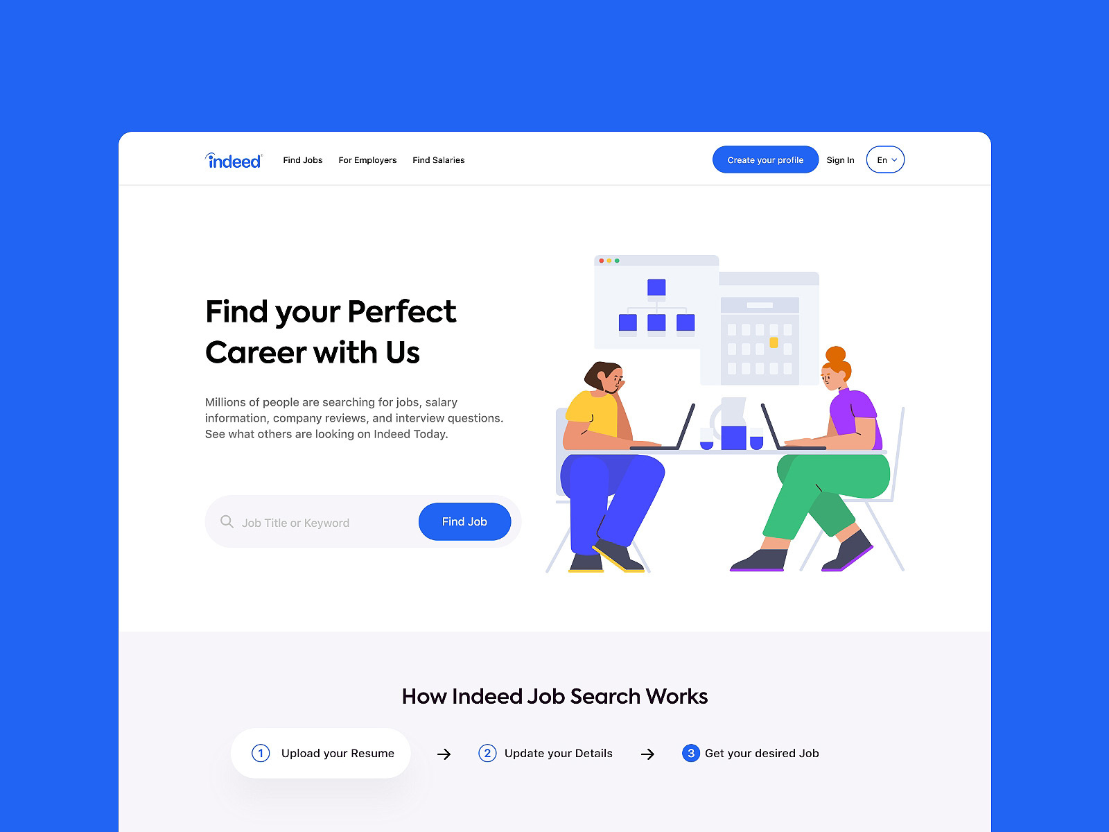 Indeed Landing Page by Carl Aquino on Dribbble