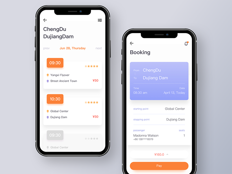 Bus list & booking by 6lee on Dribbble