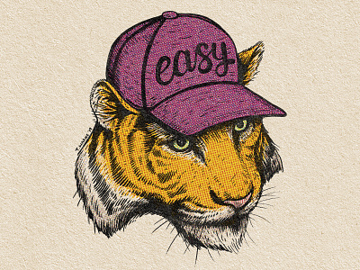Easy Tiger! animal cat debut debutshot first post first shot hello dribbble illustration illustration art illustrator ink inking tiger