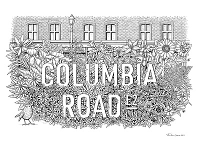 Columbia Road - London E2 columbia road east london floral flower flowers hand drawn illustration illustration art illustrator ink inking london street