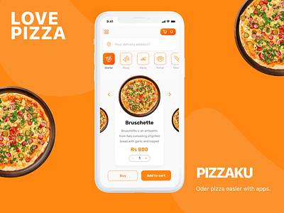 Pizzaku : Order Pizza Apps apps design food maketplace mobile apps pizza ui