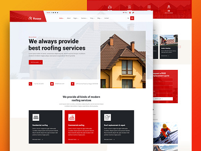 Roose - Renovation & Roofing Services Template branding landing page ui web design