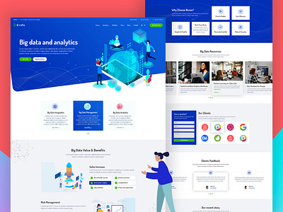 Big data and analytics landing page concept