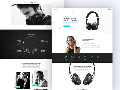 Busan - Tech Products Landing Templates branding corporate creative design headphone homepage landing page product landing page ux wearable wearable tech website